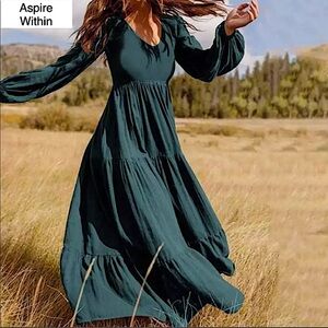 RUFFLE TIERD RUFFLE HEM MAXI DRESS​